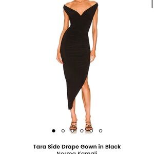 Norma Kamali Black Asymmetrical Off-Shoulder Dress